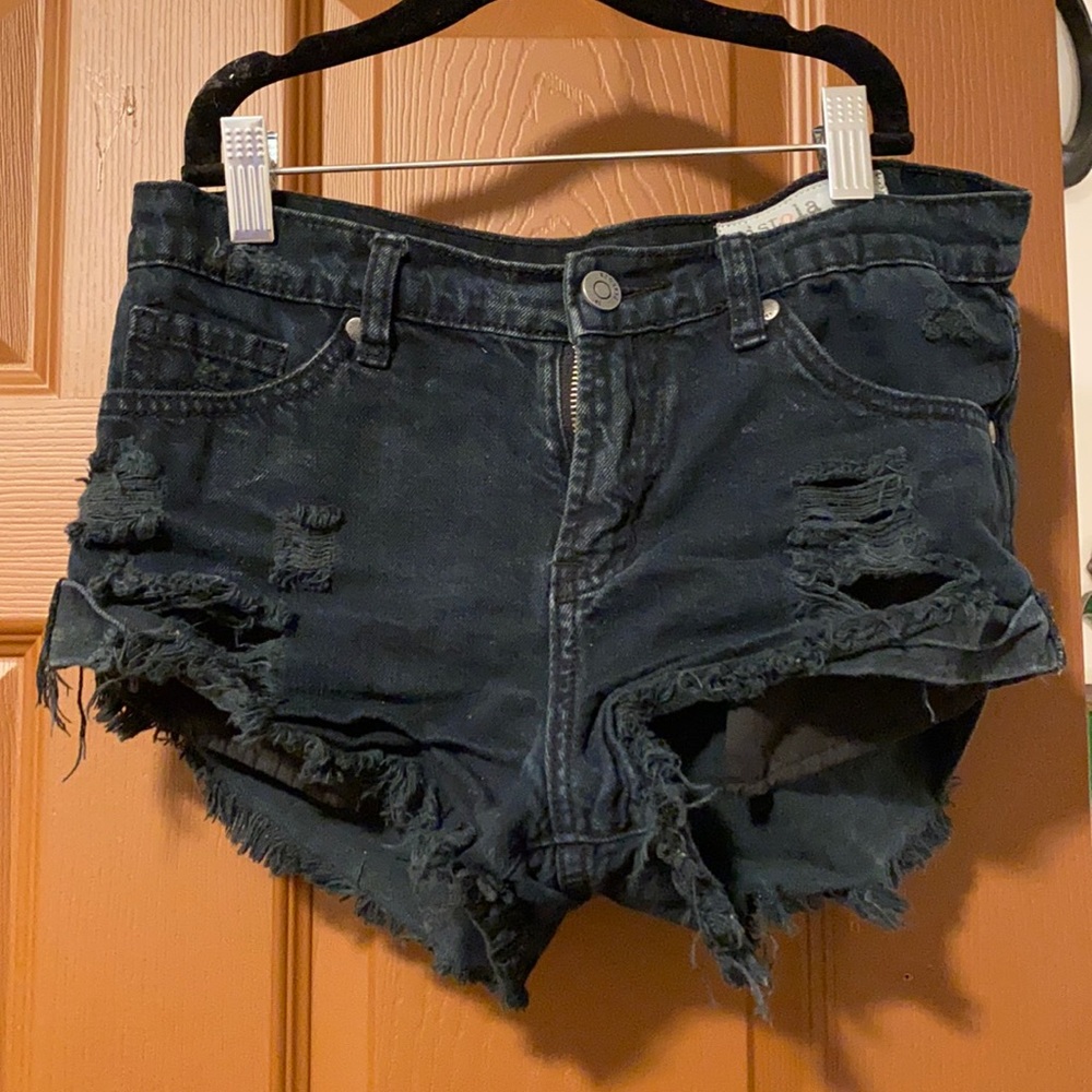 Pistola black denim jean short shorts xs